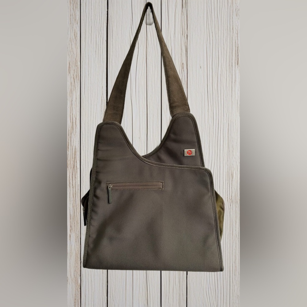 Merrell Gray/Olive Green Textured Bag with Red Logo